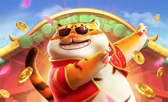 Banner oficial do Fortune Tiger com o tigre de óculos escuros abrindo os braços entre moedas douradas.
