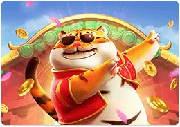 Arte oficial do Fortune Tiger com o tigre de óculos escuros diante do portal.